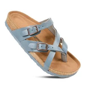 AEROTHOTIC | Celestis Cork Sandals for Women | Synthetic Leather | Adjustable Straps | Memory Foam | Non-Slip Sole