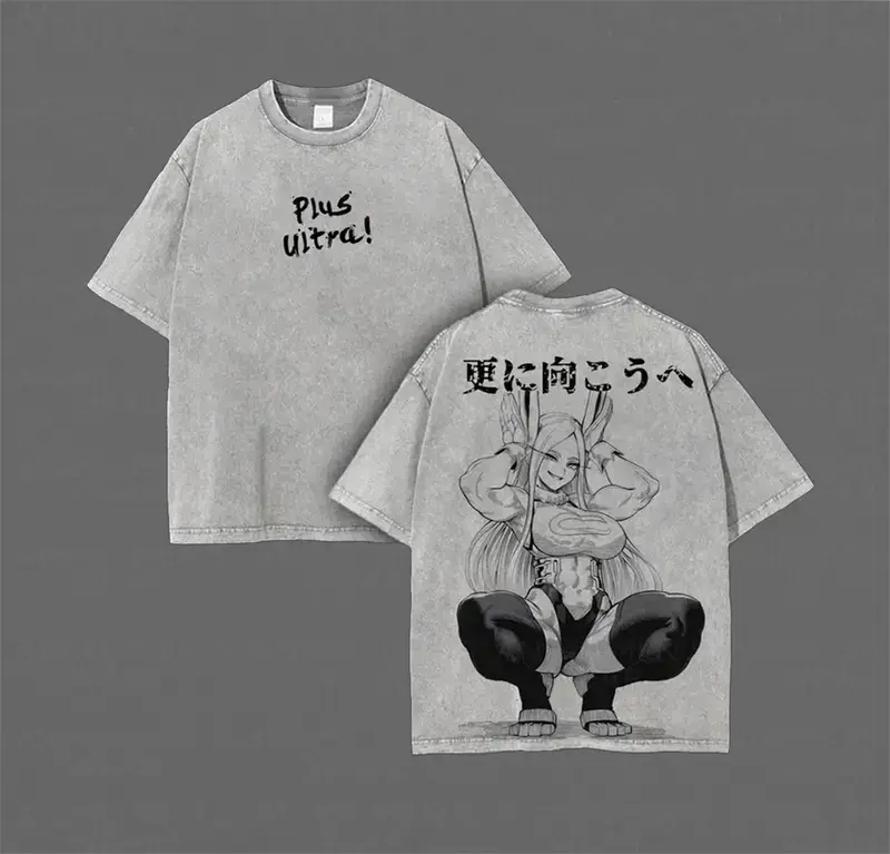 Mirko – My Hero Academia – Oversized Double-Sided Graphic Tee – Acid Washed 260GSM Cotton Streetwear for Animecore Fans