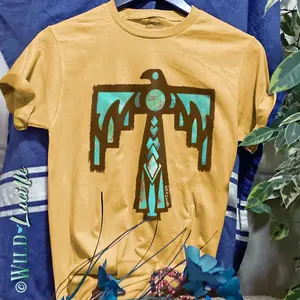 Turquoise Thunderbird - Boho Western Graphic Print Shirt