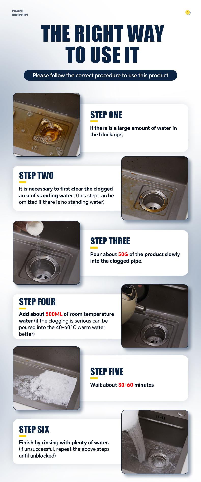 Liapu Strong Drain Cleaner for Kitchen & Bathroom Pipes Dissolves 200 Clogs Kills 99% Bacteria Removes Odors Unscented 1 Pc