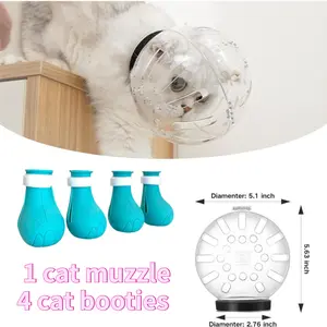 Breathable Cat Space Head Cover with 4PC Paw Covers - Anti-Bite & Escape Proof for Grooming, Bathing & Nail Trimming  - Home Improvement.