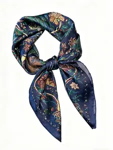 Elegant Floral Print Square Scarf for Women & Girls, Fitted Design, Soft Woven Fabric, Thin and Light, All-Season Fashion Accessory, Perfect for Casual or Formal Occasions