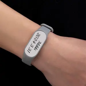 FF0033 Custom Silicone Wristband| Engraved Metal Plate ID Bracelet| Memorable Gift to Keep Important Info Close
