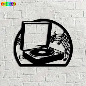 1pc Record Player Metal Wall Art,Vintage Record Player Statue Mural, Ideal Gift for New Year, Christmas, Music Decor Enthusiasts, Rust-Resistant Metal Wall Decor Wall Sculptures, Perfect for Living Room Wall & Garden Fence, Retro Music Enthusiasts