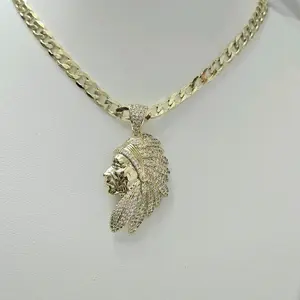 Gold Chain Cross Pendant Necklace with Eagle Charm for Men Women Gift 5mm x 20 inches Diadem de Indio