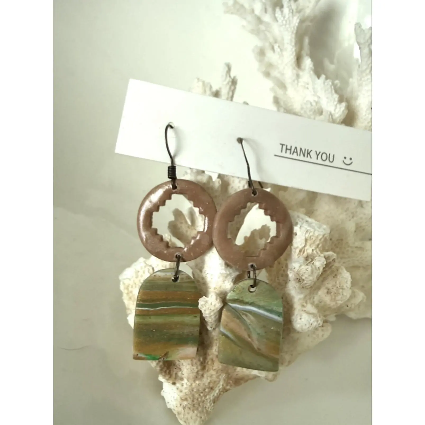 you pick…..Polymer Clay Earrings - Unique Design with Brown and Green Accents, Perfect for Everyday Wear