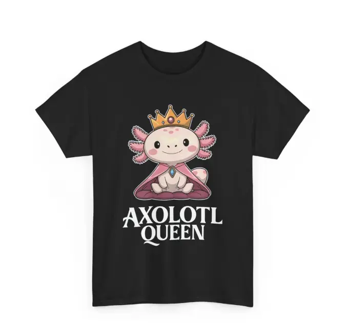 Axolotl Queen Tee: Regal & Adorable - Simple, memorable, highlights key features