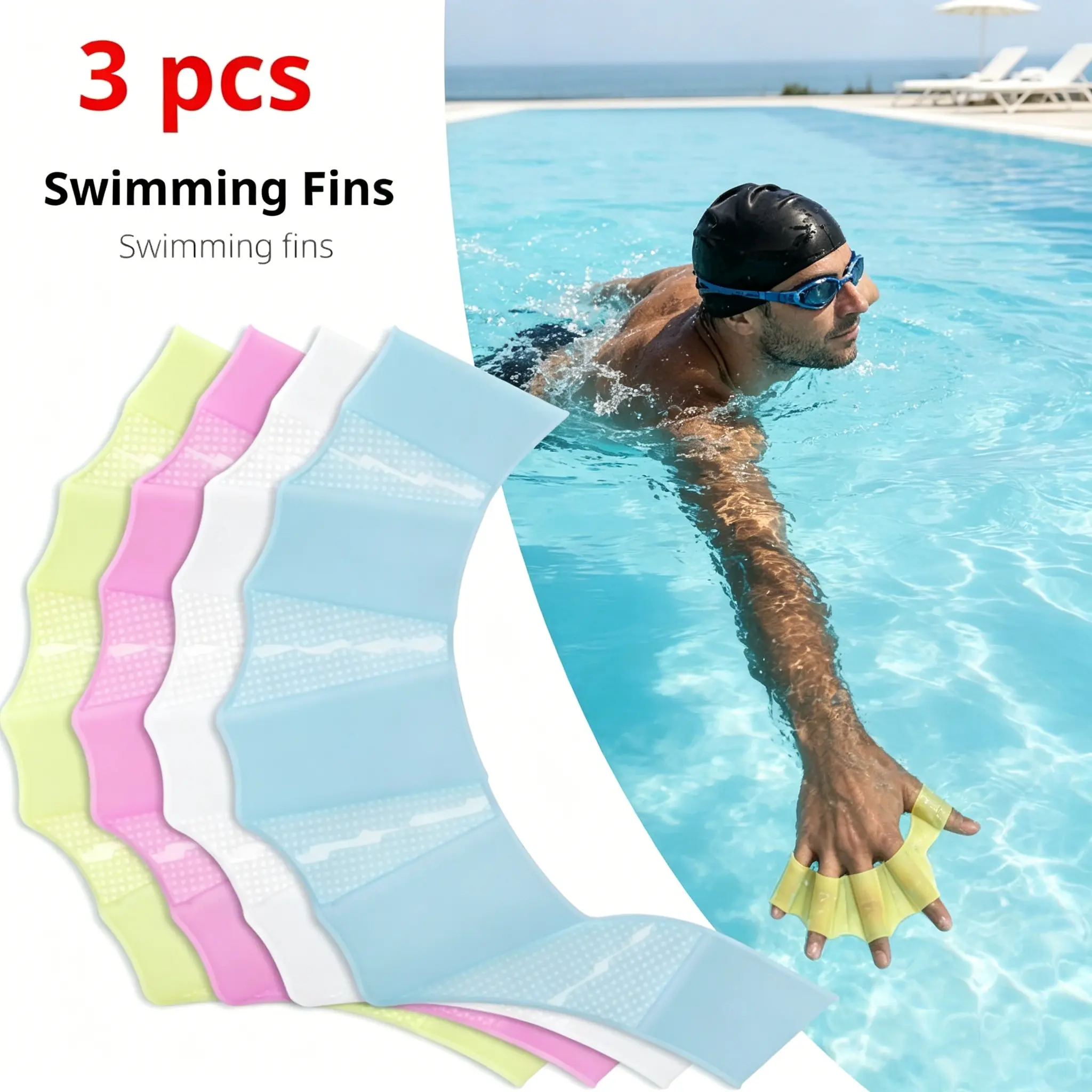 3pcs Frog-shaped Swimming Finger Pads, Diving Aids, Simple Diving Equipment, Silicone Swimming Finger Cots