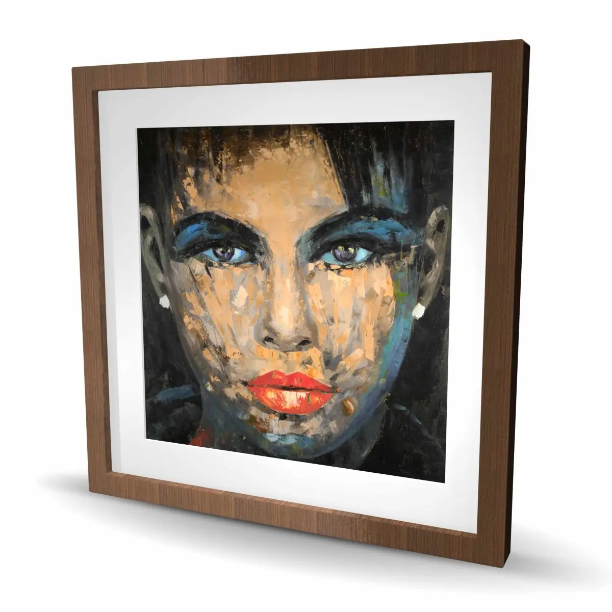 212 MAIN Wood-Framed Elegant Abstract Female Portrait Photo Print - 24x24 in Minimalist Matted Accent Wall Art, Home Decor for Bedroom