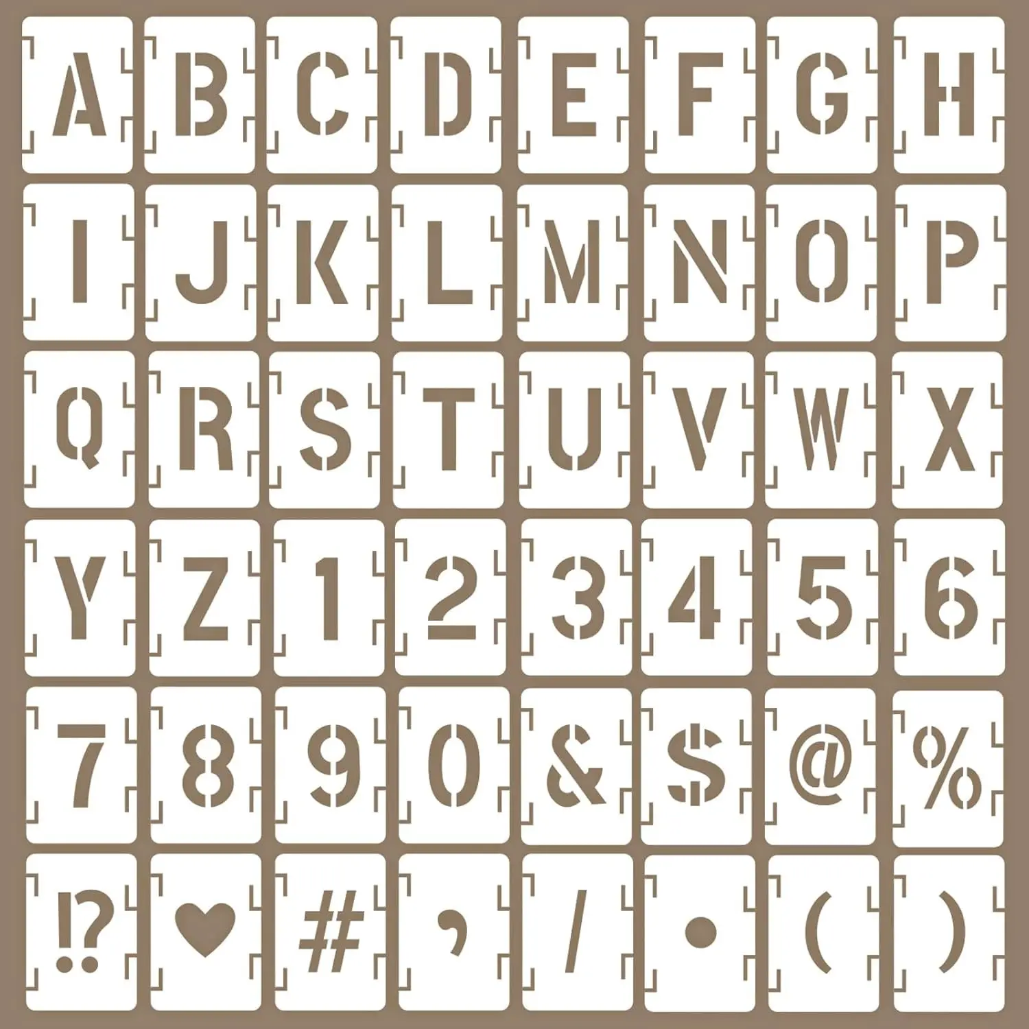 1 Inch Letter Stencils for Painting, 48pcs Small Reusable Alphabet and Number Symbol Stencils for Wood, Walls, Fabric, Rocks, Sign, Canvas DIY Art Projects
