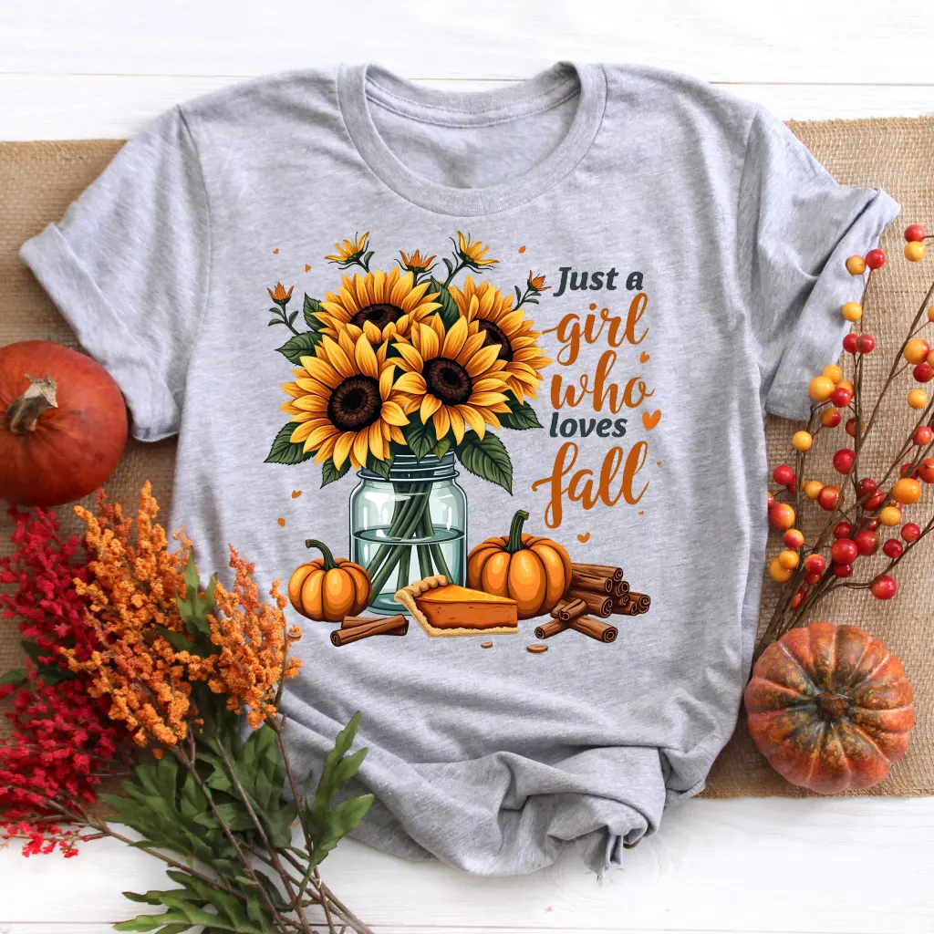 Just A Girl Who Loves Fall Tee - Unisex Crewneck Womenswear T-shirt, Tops Fall Tees
