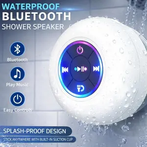 Mini Bluetooth Shower Speaker w/LED Light, Waterproof, Hands-Free, & Micro USB charging
