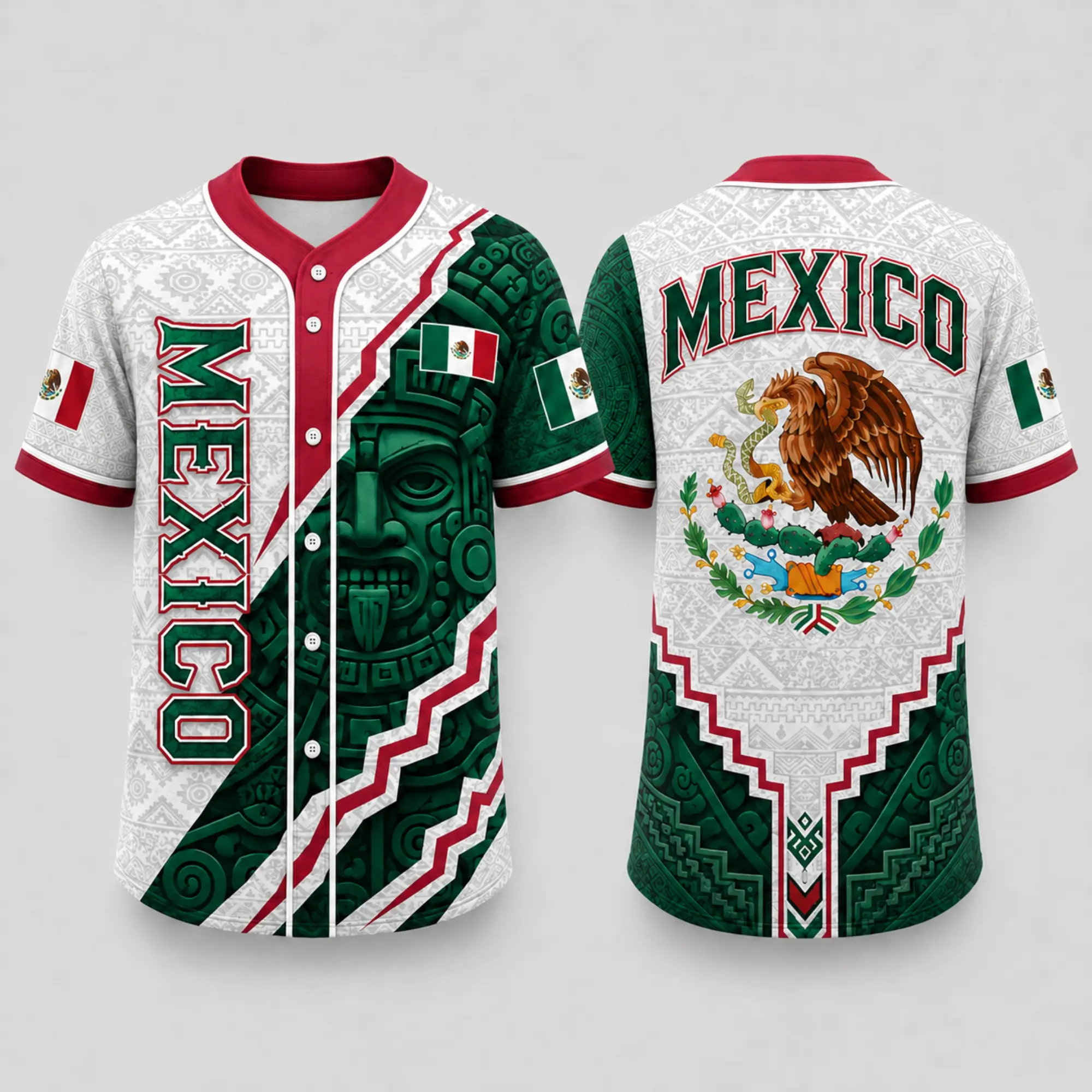Vintage 2026 New Mexican Jersey , Heritage Unisex Mexico Aztec Calendar Style Shirts, Edition Button   Soccer Lover Gift, Limited 3D All-Over Print Clothing For Player And Fans