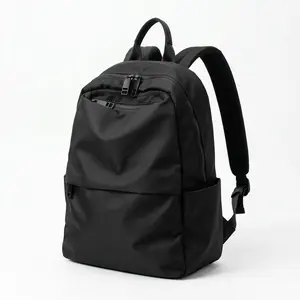Minimalist Black Backpack for Women Lightweight Waterproof Nylon Bag Ideal for Commute College Daily Use