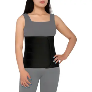 Abdominal Binder Post Surgery for Men and Women 12" High Postpartum Tummy Tuck Belt Bariatric Stomach Compression High Elasticity Breathable 45" - 60" 4 PANEL Black Shapewear Womenswear with Velcro Closure & Breathable Fabric