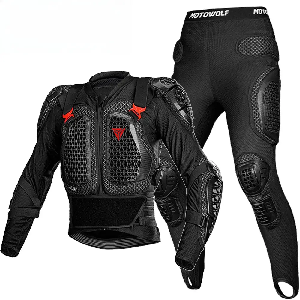 CE Certified Motocross Armor Jacket Off-Road Motorcycle Protection Gear Anti Crash Chest Back Padding Motorbike Jacket Pants Set Sports Cycle Jersey