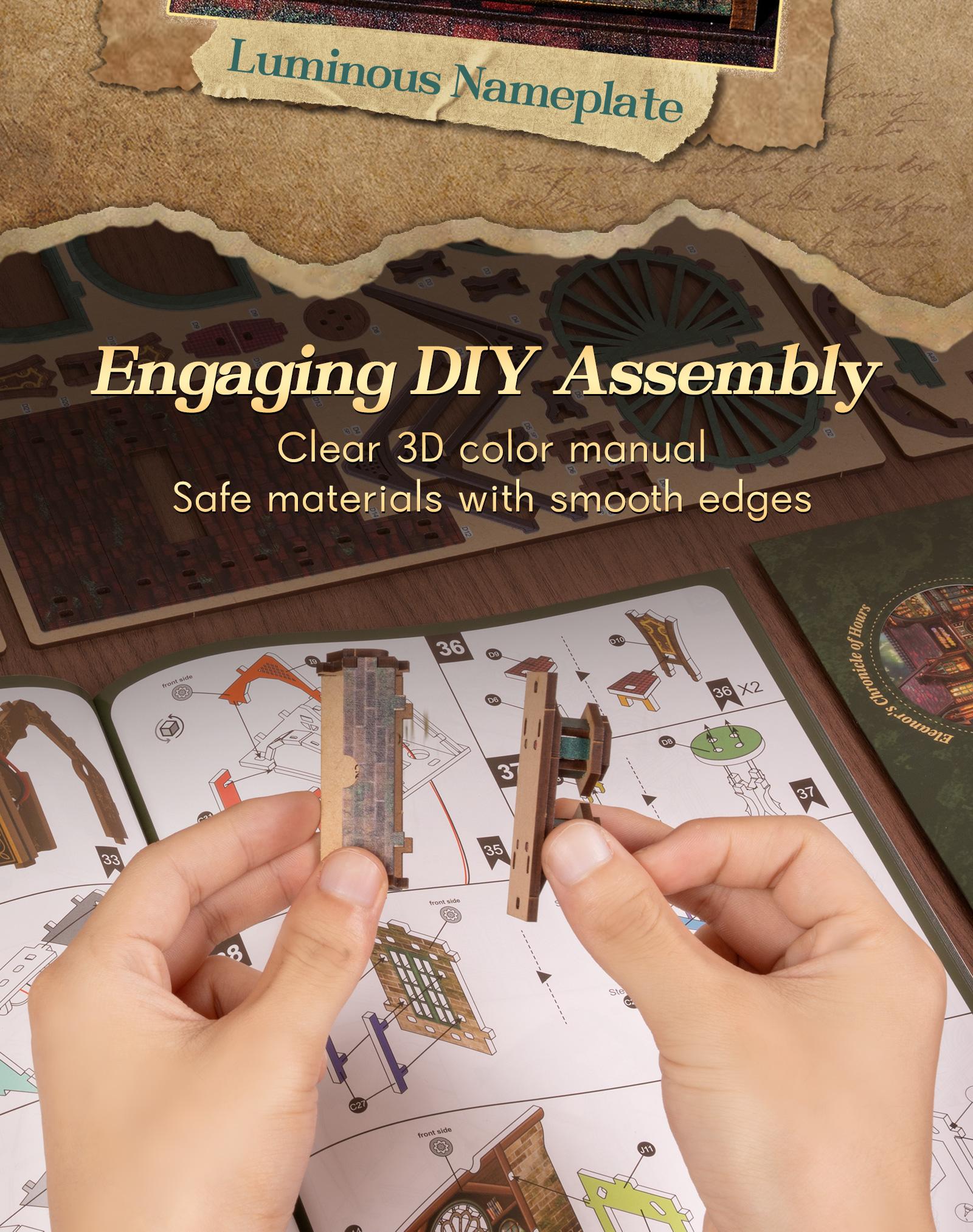 FUNPOLA LED 3D Wooden Puzzle Magic Bookstore Building Model Kit - DIY Miniature Spellbound Bookshop - 3D Puzzle Architecture Craft Gift for Adults(Standard&Upgraded)) FUNPOLA LED 3D Wooden Puzzle Magic Bookstore Building Model Kit - DIY Miniature Spellbound Bookshop - 3D Puzzle Architecture Craft Gift for Adults(Standard&Upgraded))