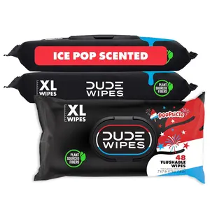 DUDE Wipes Poopsicle Flushable Wipes - Ice Pop Scented Extra-Large Adult Wet Wipes - Infused with Vitamin E and Aloe - Septic and Sewer Safe