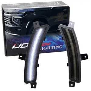 iJDMTOY Black-Out Smoked Lens 45-SMD White Full LED Front Side Marker Light Kit For 2025-up Cadillac Escalade, Chevy Suburban/Tahoe, GMC Yukon, Replace OEM Single-LED Amber Sidemarkers