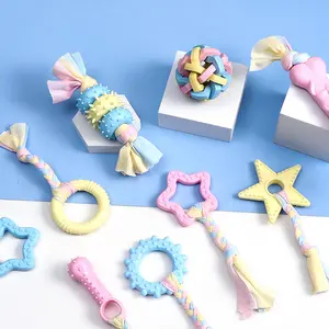 Pet Supplies TPR Pet Toys Rubber Durable Heart Chew Toys Dog Teething Toys TPR Solid-Color Fabric Strip Toys