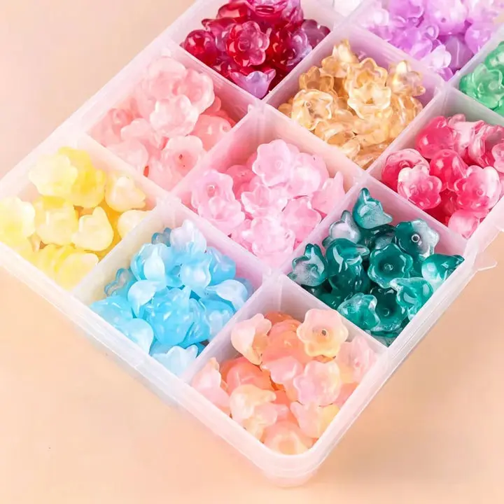 #US DIY Beading Kits: Soft Flower Box Shaped Beads Box Random Styles