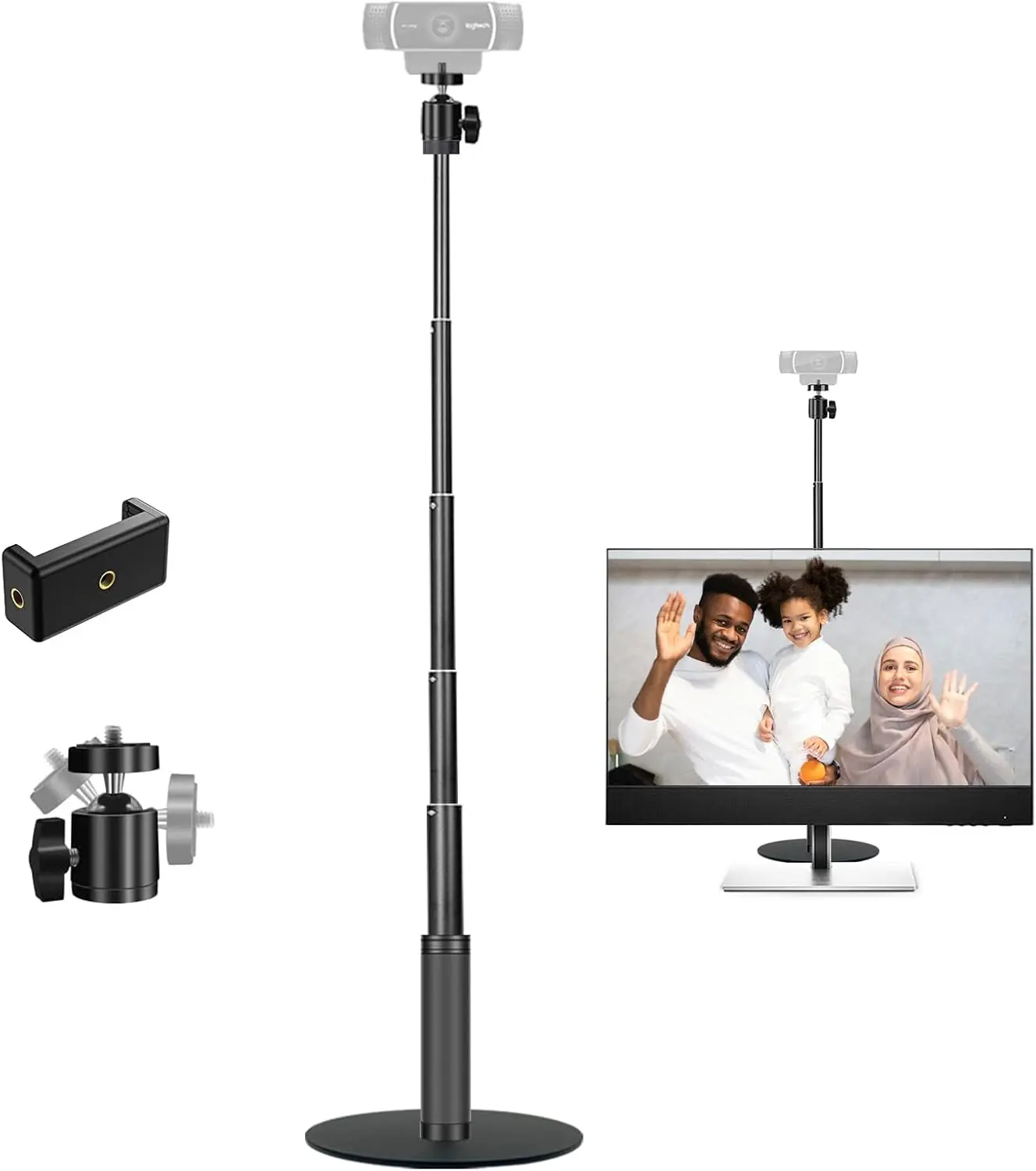 Webcam Stand, 28 Inch Web Cam Stand for Desk, Adjustable Webcam Mount Camera Stand for  Webcam C922 C930e C920S C920 C615 C960 C920x BRIO 4K NexiGo N60 and Others
