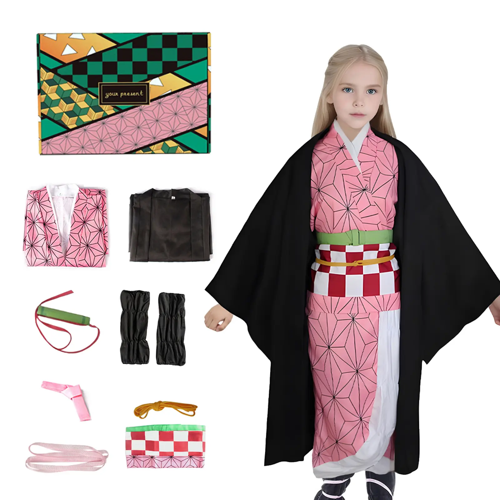 Kids' Asian Anime Print Polyester Cosplay Costume Set - Polyester Clothing, Halloween Costume Ideas, Anime Halloween Concepts for Casual Events, Polyester Clothes, Anime Halloween Costume