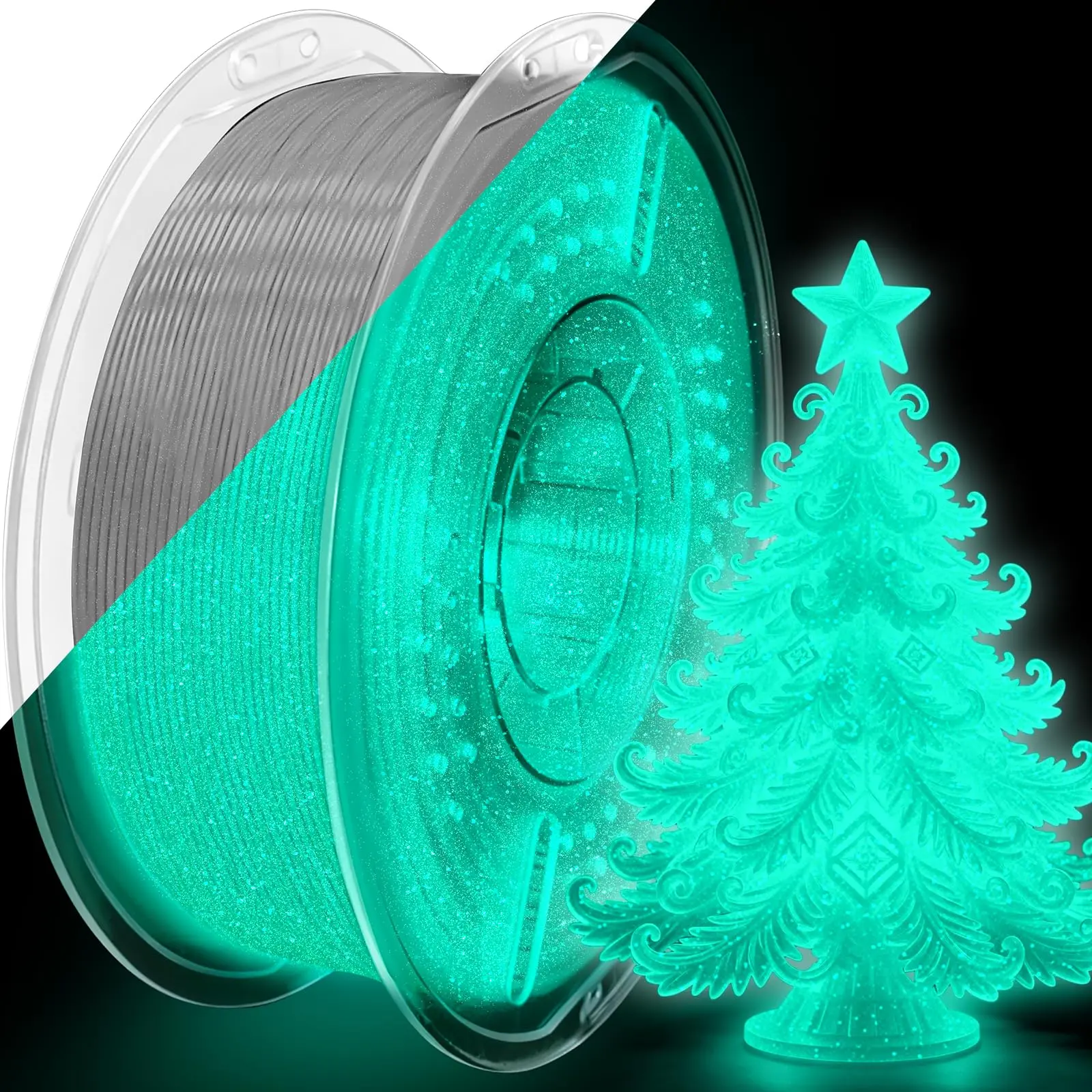 Glow in the Dark PLA+ Filament 1.75mm, Neatly Wound Luminous Bright 3D PLA+ Printing Filament, Powerful Luminescence & Long-Lasting Afterglow, Fit for Most 3D Printer - 1kg Spool (Sky Blue)