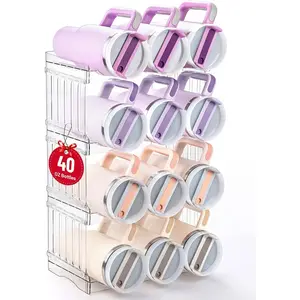 Large Tumbler Organizer for Stanley Cup 40 oz, Patented Kitchen Pantry Organizers and Storage for Stanley Cup Accessories, Stackable Water Bottle Organizer Holder Gifts 4Pack Large-12-bottle