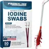 Povidone Iodine Swabs, Antiseptic Swabsticks, Iodine Solution, Cleansing Cotton Swab, Individually Wrapped Medical Supplies, Wound Care, First Aid, Wound Cleaner, Box of 50