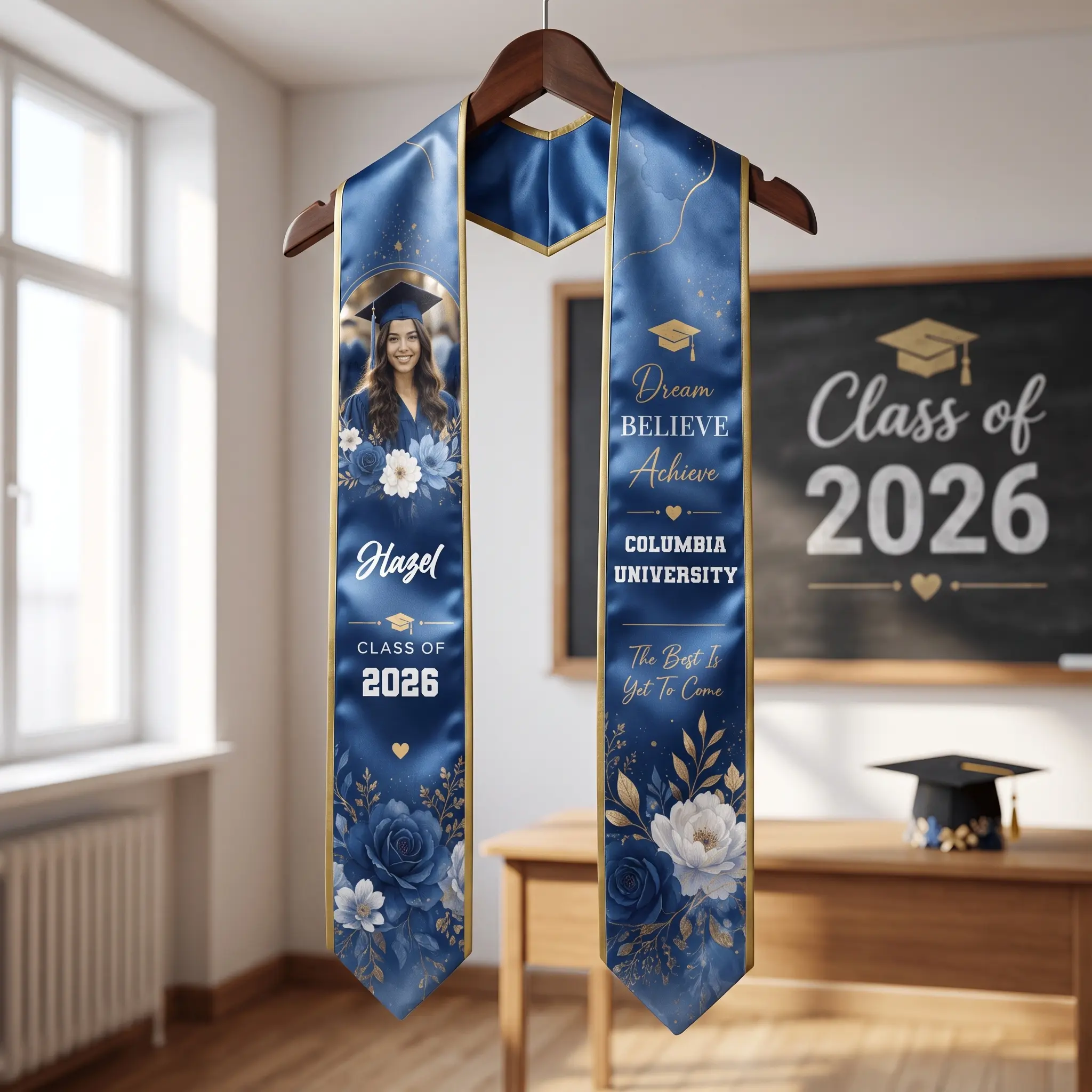 Personalized Dream Believe Achieve Graduation Stole – Custom Name