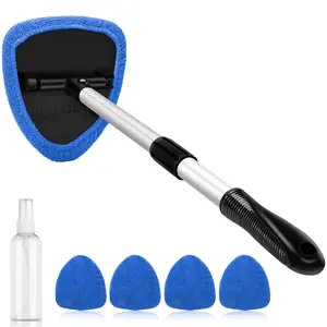 2026 Breeze Lab Windshield Cleaning Tool, Microfiber Car Window Cleaner with 3 Reusable and Washable Microfiber Pads and Extendable Handle.No More Hard-to-Reach Spots