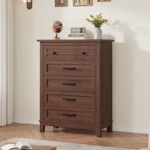 41.3 in Tall Vertical Drawer Dresser with Storage, Modern 5 Dresser for Bedroom, Freestanding Wooden Closet Chest for Bedroom, Living Room, Office