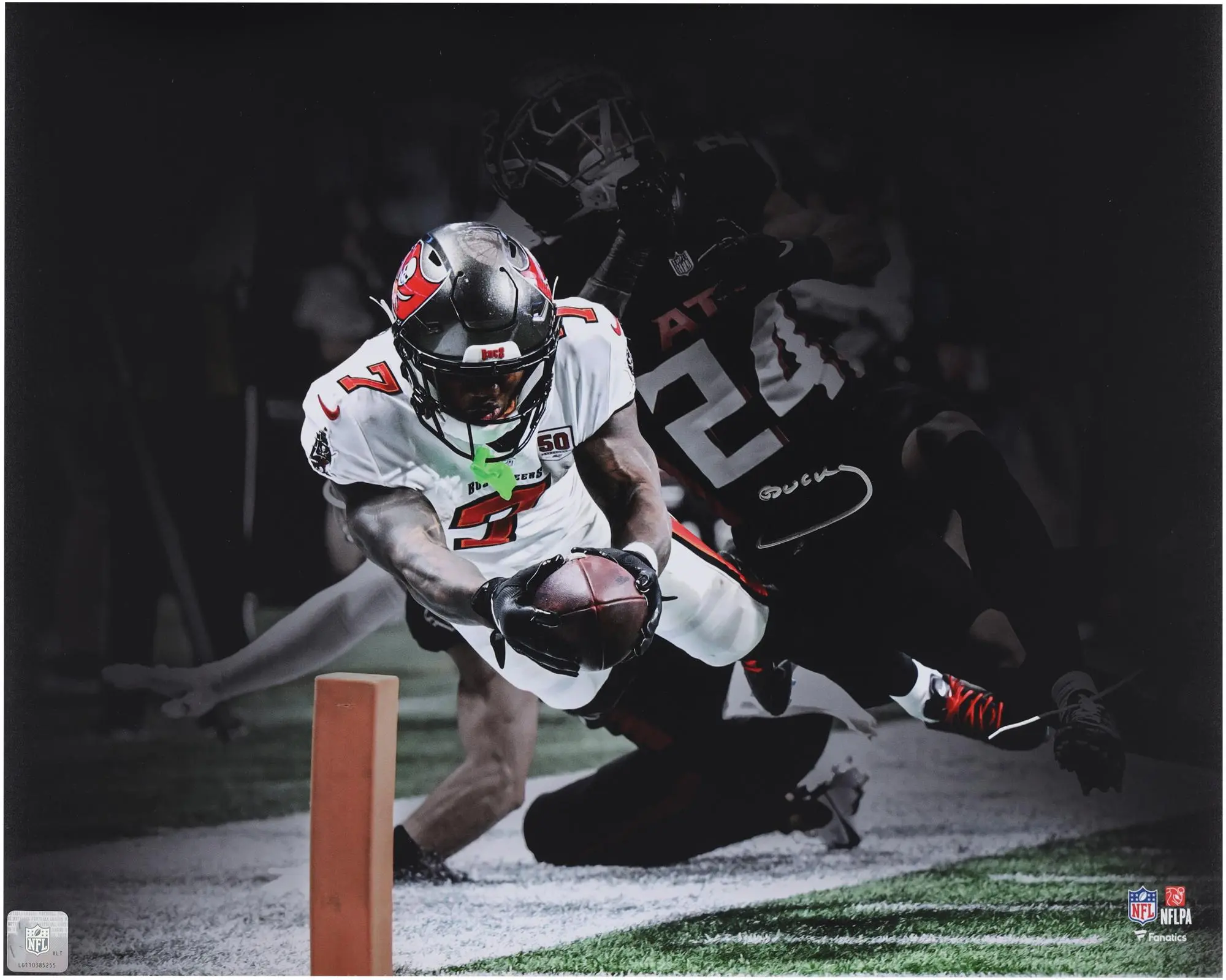 Bucky Irving Tampa Bay Buccaneers Autographed "16 x 20" Diving Touchdown Spotlight Photograph - Fanatics Authentic Certified