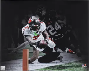 Bucky Irving Tampa Bay Buccaneers Autographed "16 x 20" Diving Touchdown Spotlight Photograph - Fanatics Authentic Certified