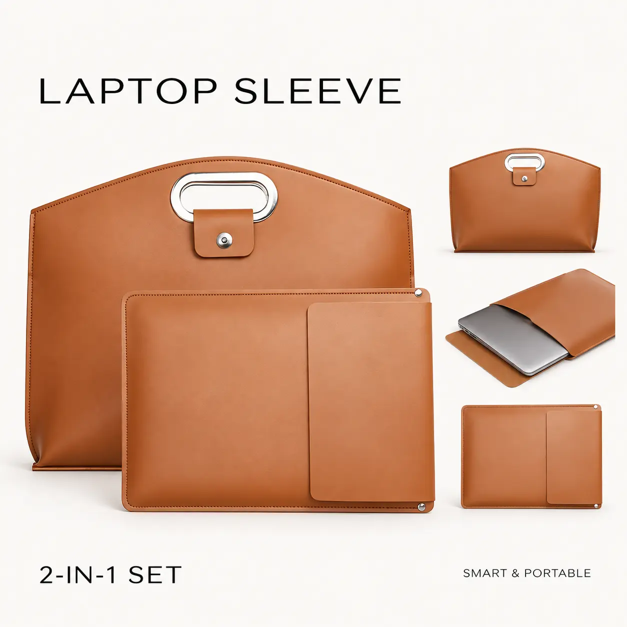 2-in-1 Laptop Tote Bag for Women, Water-Resistant PU Leather Shoulder Bag and Work Briefcase for 14–16 Inch Laptops and iPad, Stylish Large-Capacity Office Purse for Work, Business and Travel
