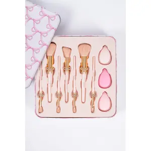 Coquette Pink Bow | 10pc Makeup Brush Set
