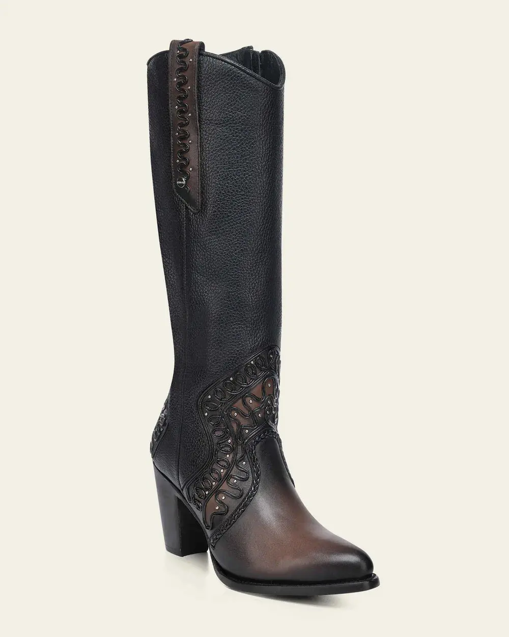 Cuadra Women’s High Western Boot in Genuine Bovine Leather with Organic Embroidery
