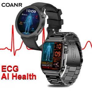 COANR Pulse 3 AI Health  ECG smartwatch, unisex, Bluetooth call with mobile phone synchronization information, 1.46-inch ECG heart rate tracking, sleep monitoring, over 100 exercise modes, Android and iOS fitness tracker, IP68 waterproof, black Wearable
