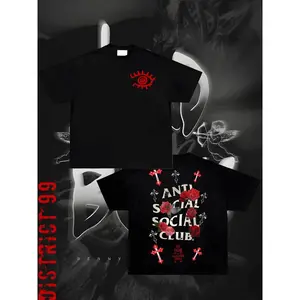 [Graphic Tee] Anti Social Club Graphic Cropped T-Shirt For Boys And Girls Men, Women All Ages Family T-Shirt Letter New Streetwear Clothing Harajuku T-Shirt Cotton Half Sleeve Tee, Y2K Style Casual Cotton Classic Crewneck Design Tee