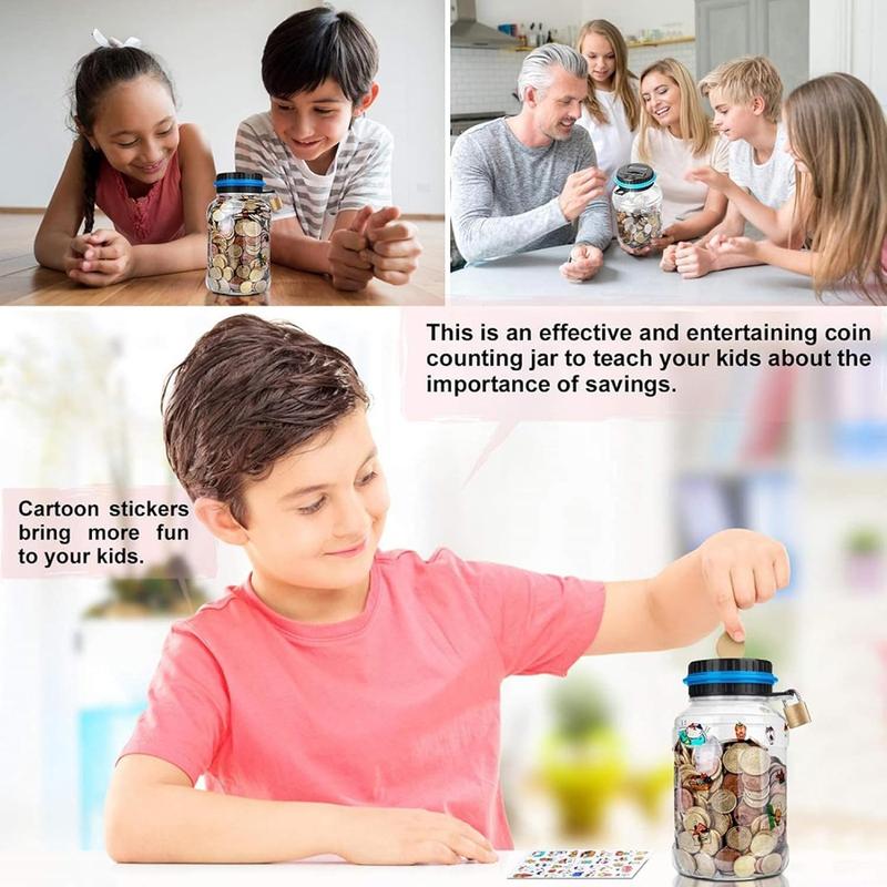 Money Jar with LCD Display,Durable Money Coin Counting Jar,Money Saving Bank,Home Decor,Display Automatic Counting Coin Bank-Perfect Gift for girls and boys,ldeal Gift for Birthday&Valentine's Day