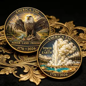 1PC America 250 Power Land Freedom Commemorative Coin Alloy 3D Relief Design Eagle Energy Concept Theme Collectible Coin Gift for Independence Day Birthday Gift Father’s Day Gift Holiday Gift Desk Display Keepsake Commemorative and Decorative Collectibles