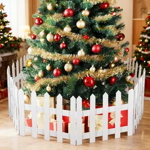 10 Pack Wooden Christmas Tree Fence,Extre Height 16" Christmas Tree Gate, White Fence for Cat, Small Dog, Suit for New Year Decoration
