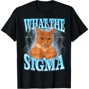What The Sigma Meme Cat T-Shirt for Men Women  100% cotton T-shirt