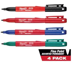 INKZALL Fine Point Jobsite Permanent Markers 4-Pack