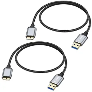 External Hard Drive Cable 1.5ft 2Pack, USB 3.0 Micro B Cord 5 Gbps Data Sync Micro B to USB A Wire Replacement for Seagate Toshiba WD Western Digital Hard Drive Xbox Game Drive Brother Scanner