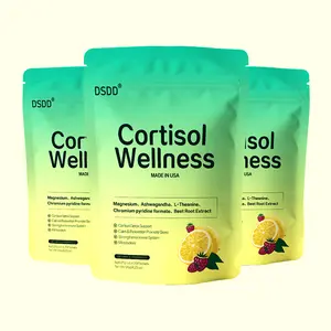 DSDD Cortisol Wellness Powder with Magnesium Ashwagandha Vitamin C D3 L-Theanine for Healthy Aging Glass Skin Mood Sleep Stress Management Supplement Nutrition