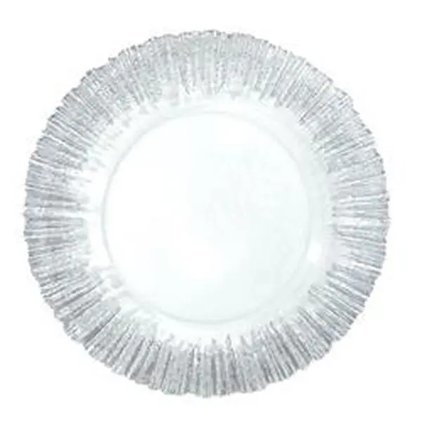 Jiallo 31114 Silver Sunburst Glass Charger Plates - Set of 4