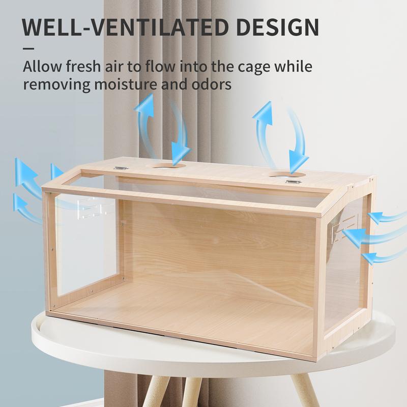 23.6 inch Wooden Hamster Cage,  Openable Top, Ventilated, Easy to Clean, 50-60 PCS Natural Rabbit Chew Toys, Treats, Timothy Sticks, Apple Sticks, Sweet Bamboo for Guinea Pig, Hamster, Chinchilla, Rat, Small Animals Bunny