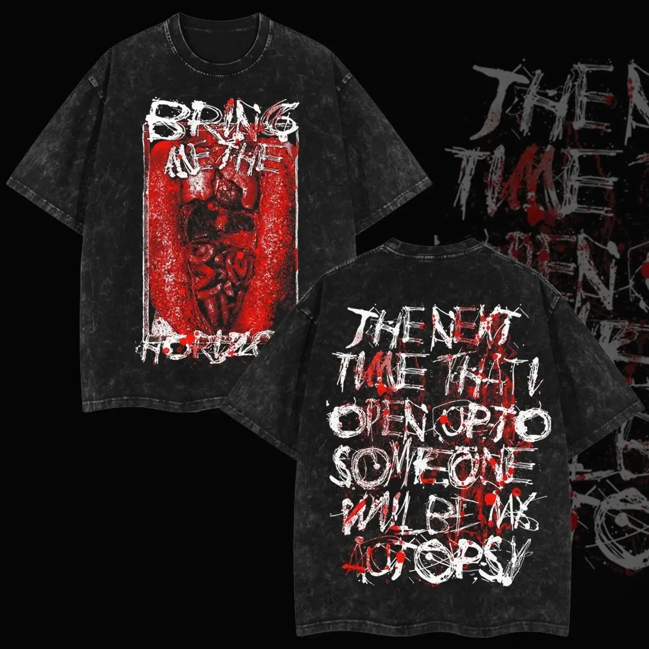 Autospy Star Bring Me The Horizon Heavy Metal Washed Shirt Unisex Oversize Rock Band Cotton T-shirt Gift For Rock Music Lovers Gothic Punk Emo Grunge Y2K Outfits Vintage 90s Graphic Tees Graphic Streetwear T-shirt BMTH Merch